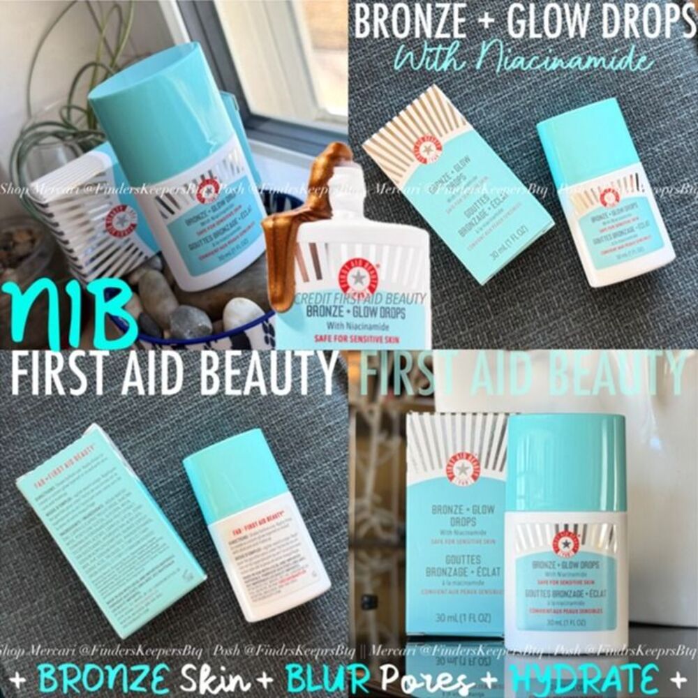 First Aid Beauty Bronze + Glow Drops Serum + Niacinamide Sensitive Skin Vegan CF